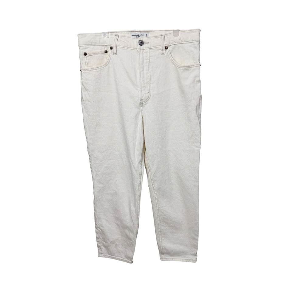 Abercrombie & Fitch The Mom‎ High Rise Jeans Cream Off-White 30/10S